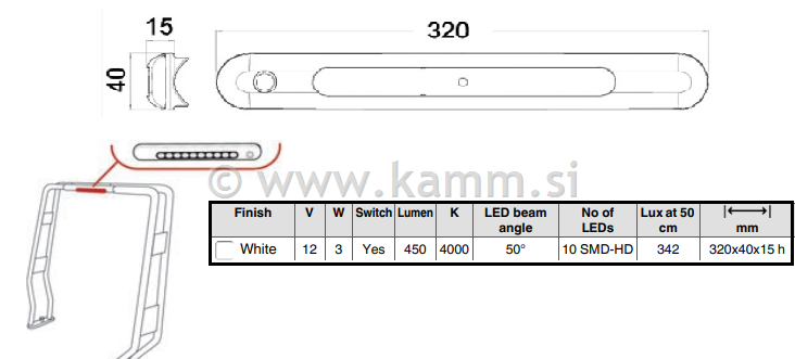 ART.1319220 LED PLAF.320X40X15mm