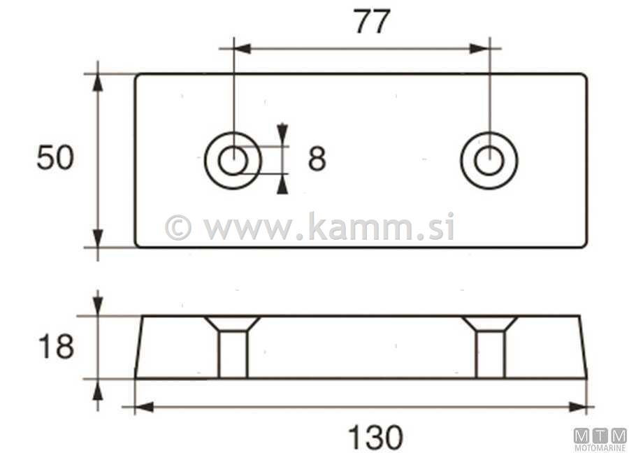 M 5110407 ANODA PRAVOK.130X50X17