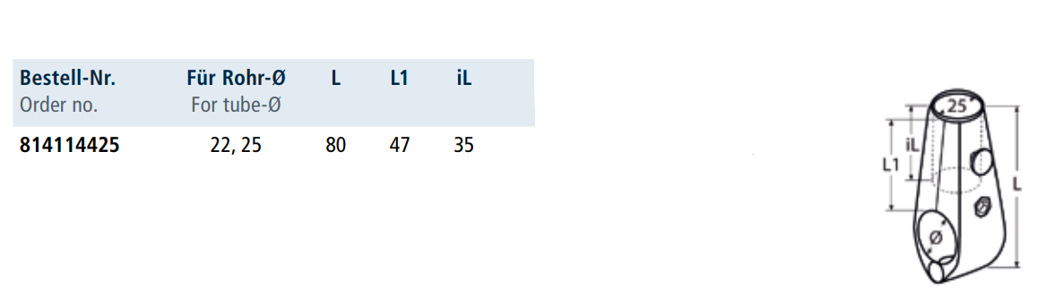 Tehnične specifikacije Cevna objemka 814114
