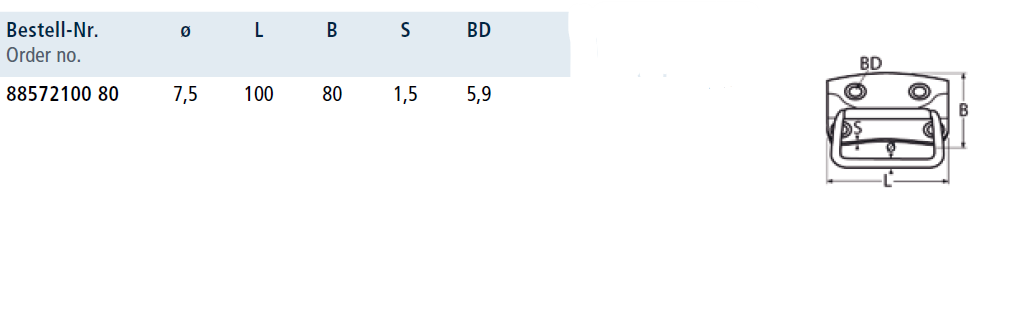 Tehnične specifikacije Ročaj 8857